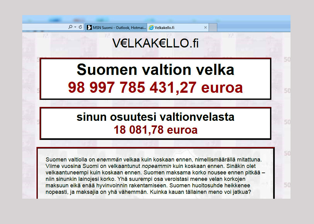 Velkakello ylittää 100 miljardia 